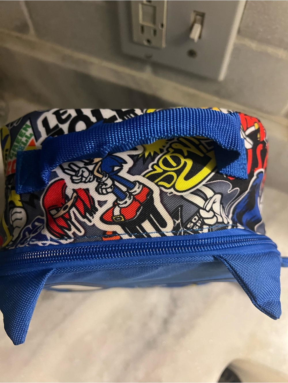 Sonic The Hedgehog Kids Lunch Bag- Blue Character Tag Visible - Picture 2 of 5